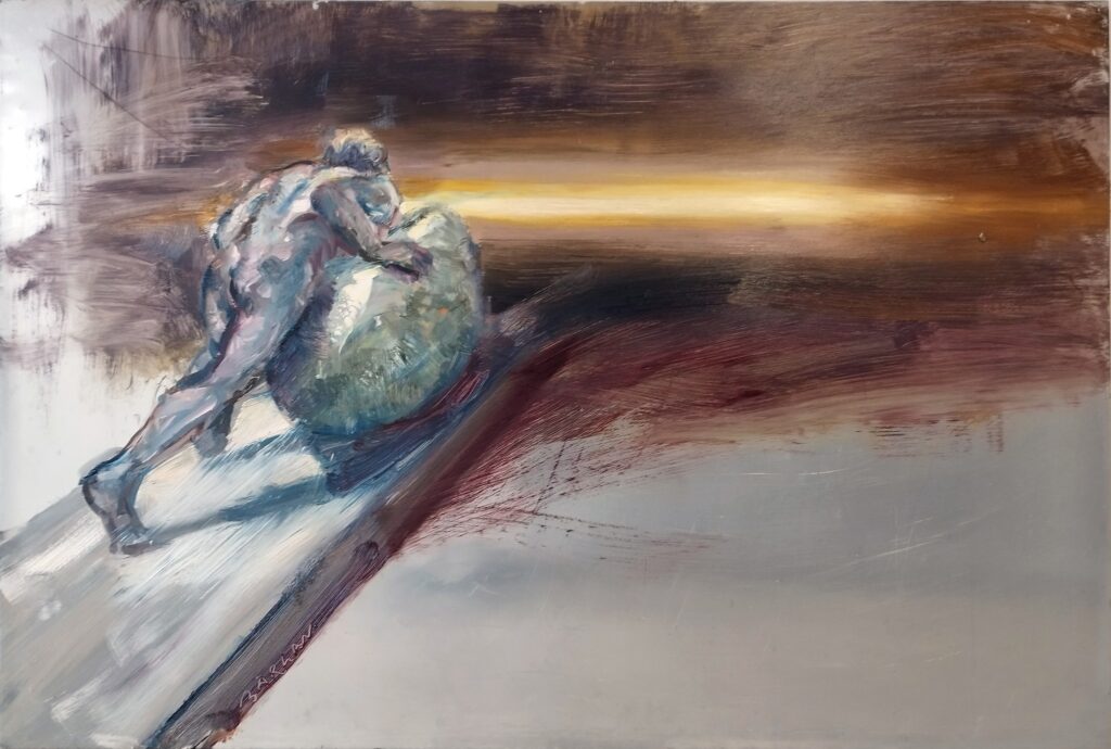 LA TRAVERSÉE Avril 2024, Paris Huile sur panneau en Aluminium | 100×150 cm