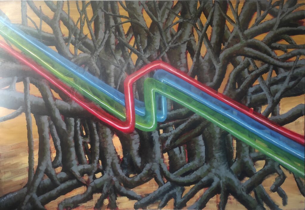THE TUBES OF TREES Février 2025, Paris Huile sur toile | 200×300 cm