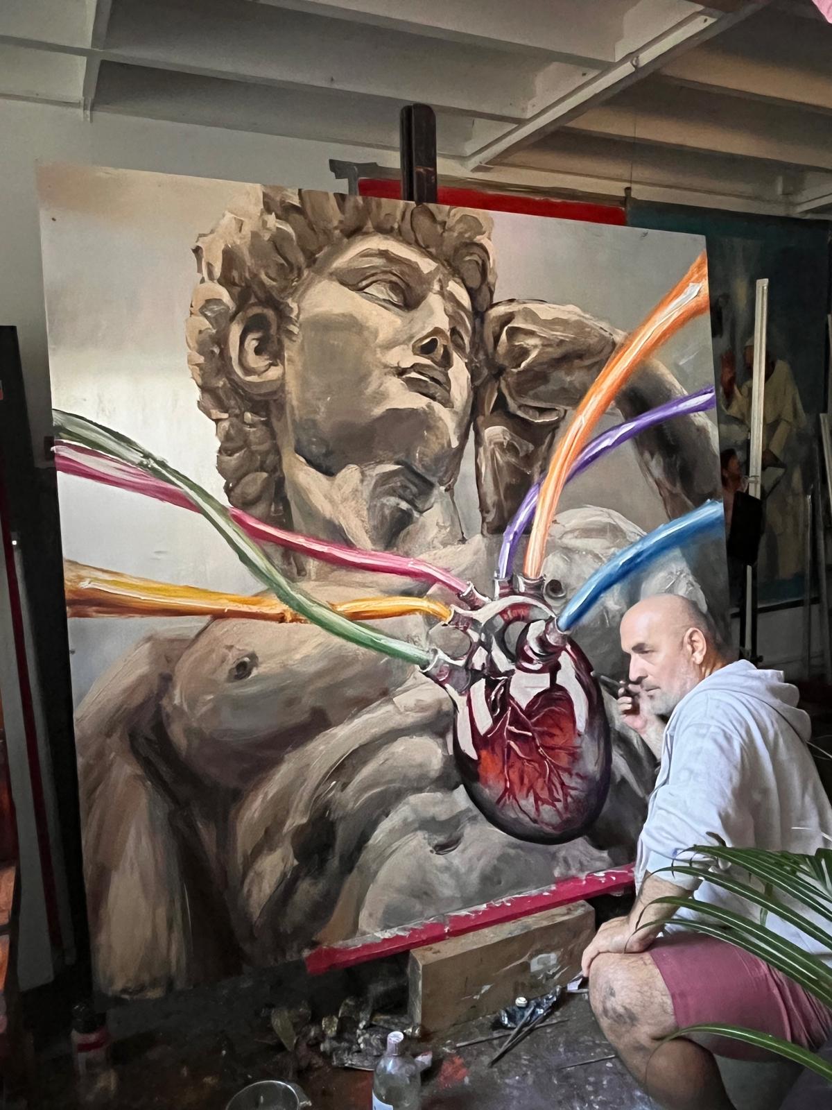 LE CŒUR DE MICHEL-ANGE Mars 2025, Paris Huile sur panneau en Aluminium | 200×200 cm