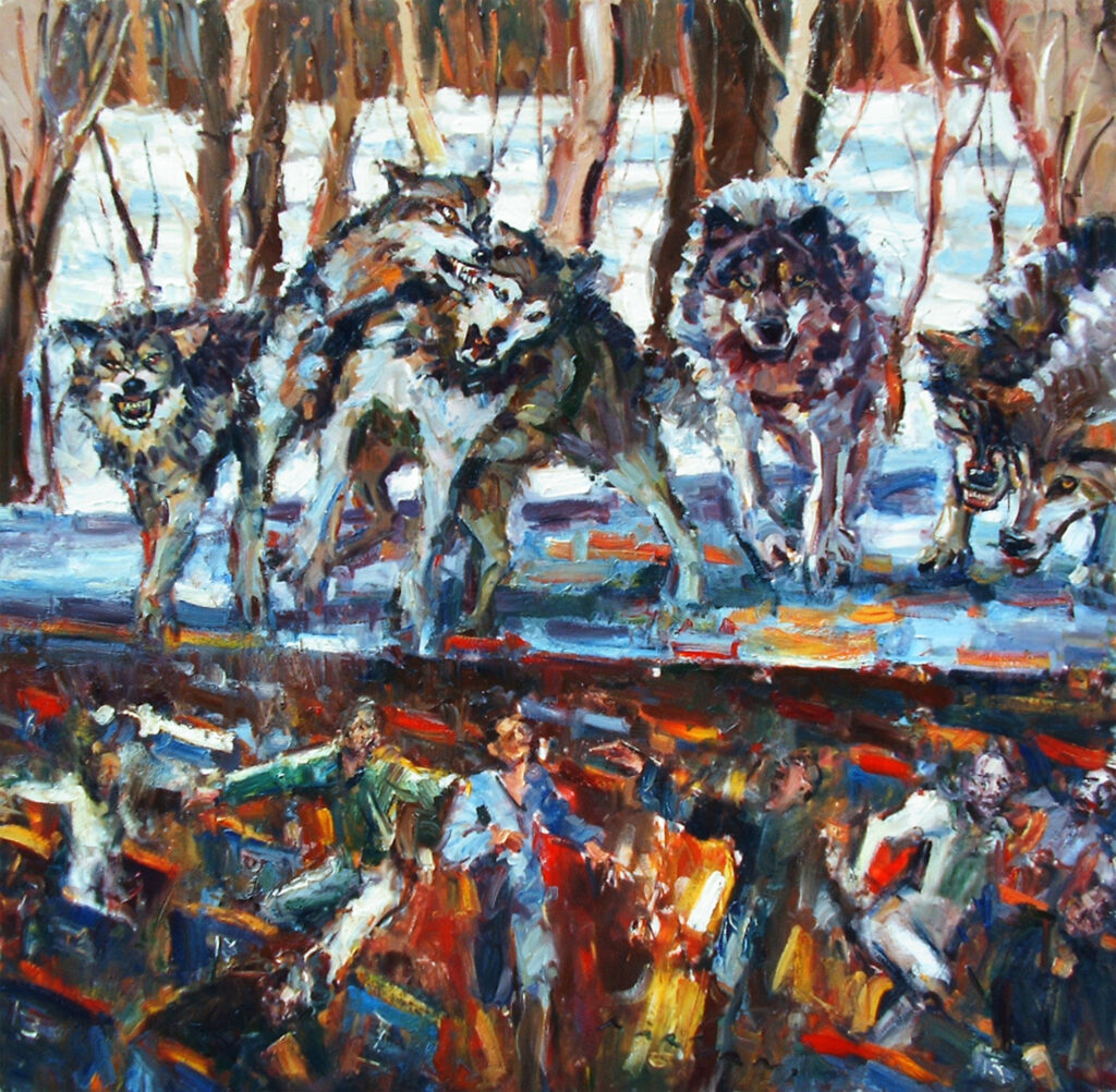 LOCK UP THE WOLVES -Août 2002, Paris Huile sur toile | 200×200 cm