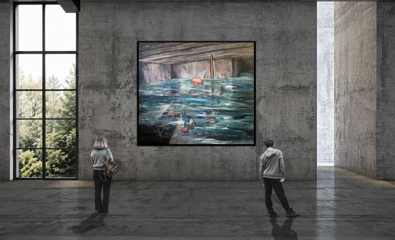 PARI INTERVALLO EN GRISES TEMPÉRÉS - oil on panel en Aluminium | 200×200 cm - Image 5